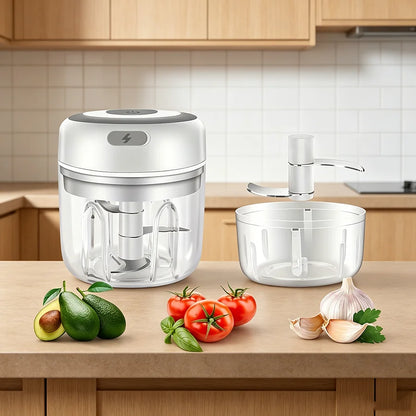 250ml Mini Electric Garlic Chopper Cordless Food Processor Meat Grinder Onion Veggie Dicer Baby Food Maker Kitchen Gadget Christmas Mom Gift
