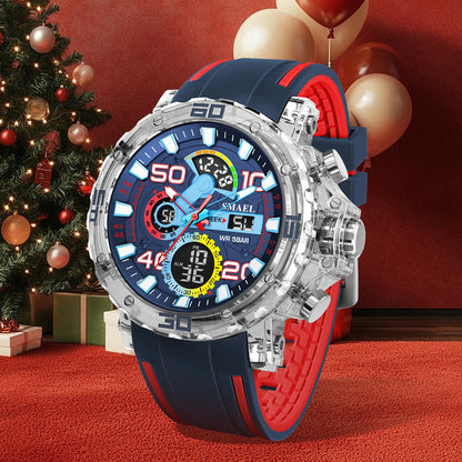 SMAEL 8136 50M Waterproof Military Watch for Men - LED Backlight Alarm Chronograph Stopwatch Shockproof Outdoor