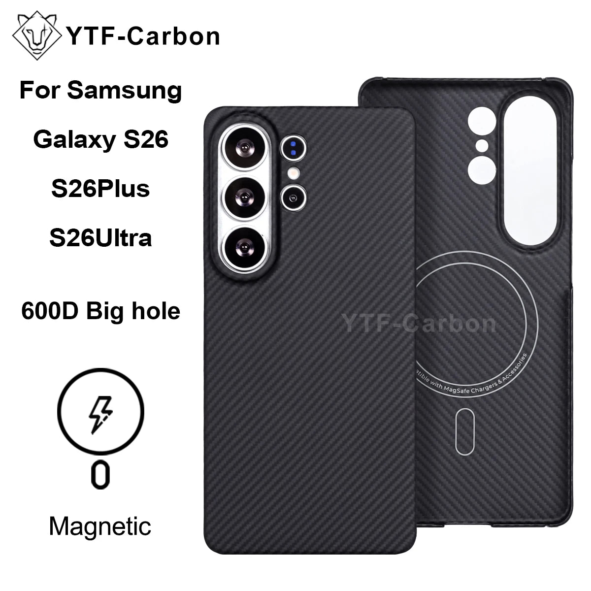 YTF-Carbon Magnetic Case For Samsung S26Ultra Aramid Carbon Fiber Cover For Magsafe S26 S26Plus Cover Mobile Phone Accessories