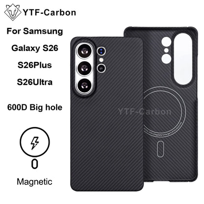 YTF-Carbon Magnetic Case For Samsung S26Ultra Aramid Carbon Fiber Cover For Magsafe S26 S26Plus Cover Mobile Phone Accessories