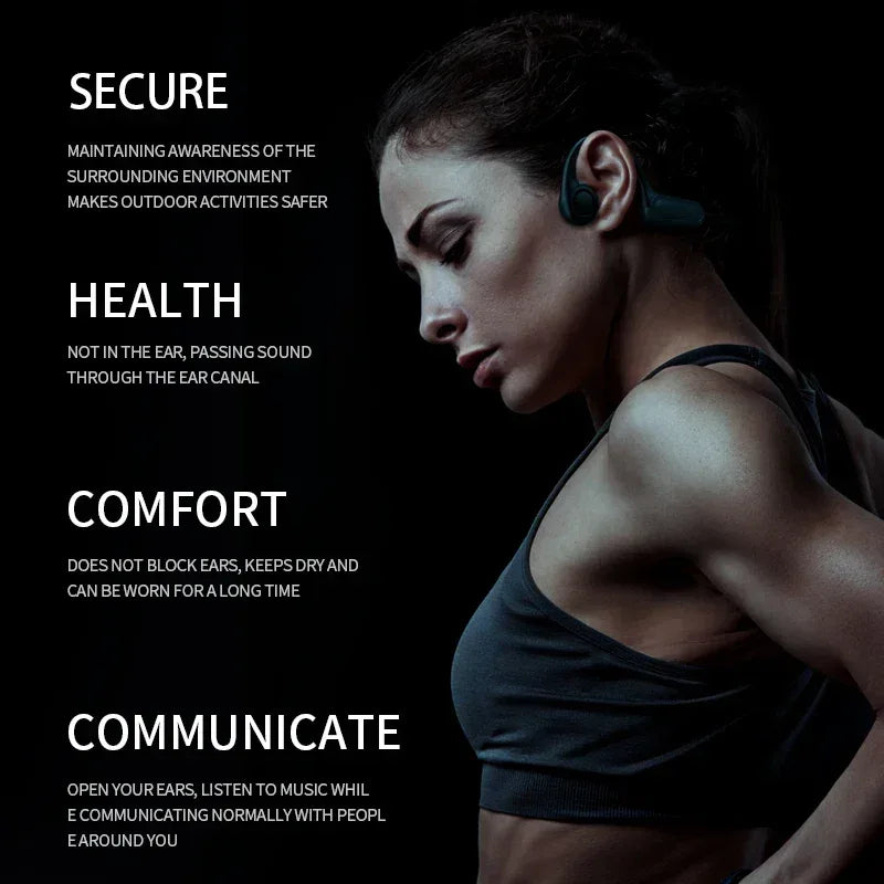 2025 True Bone Conduction Earphones Bluetooth 5.3 Sports Wireless Headphones Ear Hook Waterproof Headset for Running Driving - Urbizia
