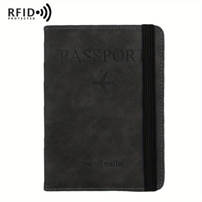 Retro PU Travel Passport Holder, RFID Blocking  Multi-Function Wallet, Passport Covers with Slots for Cards and Personal Items