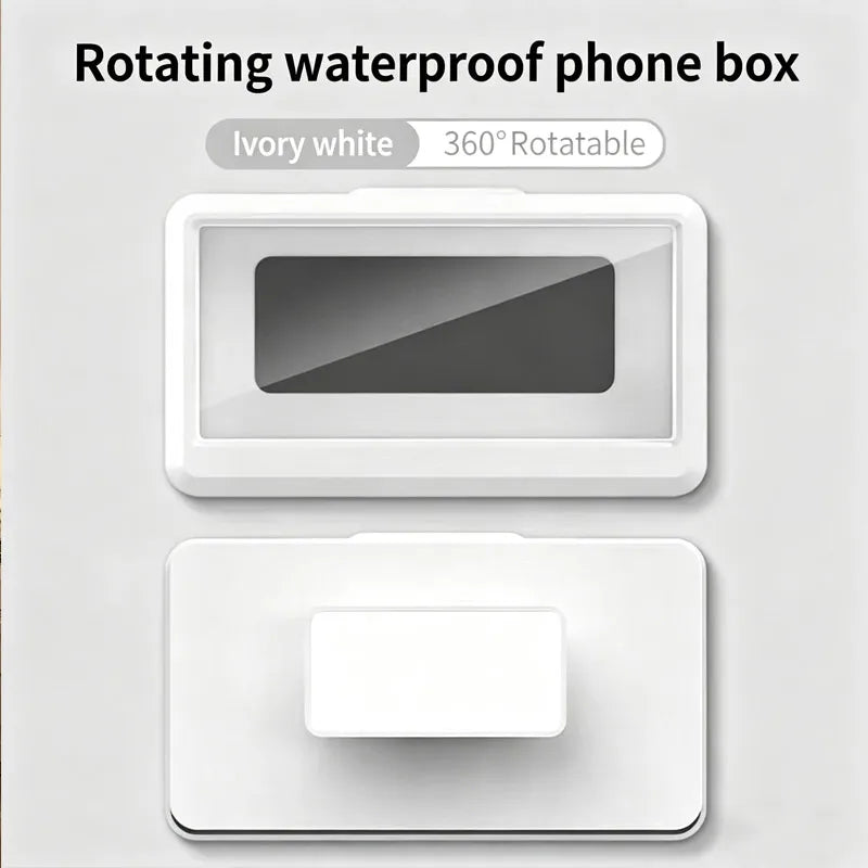 1 Piece Wall Mount Waterproof Phone Case 360 Degree Rotatable Phone Mount Stand Universal Smartphone Holder for Bathroom Kitchen Household Use