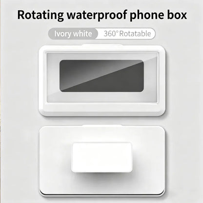 1 Piece Wall Mount Waterproof Phone Case 360 Degree Rotatable Phone Mount Stand Universal Smartphone Holder for Bathroom Kitchen Household Use
