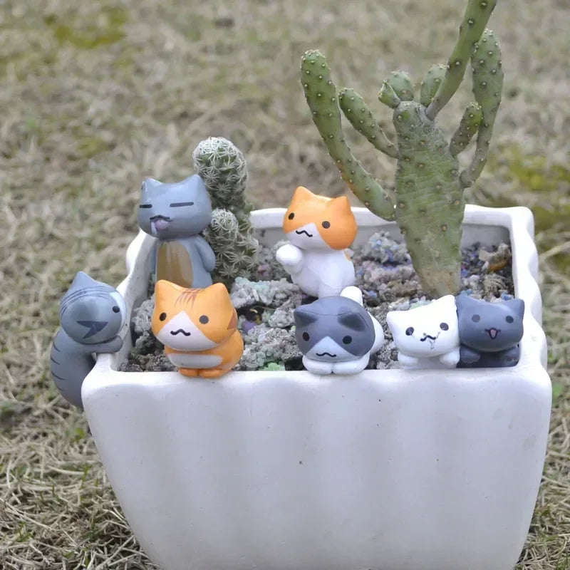 6Pcs/Set Cartoon Lucky Cat Home Garden Bonsai Decorations Miniatures Gift Lovely Micro Landscape Kitten Miniature Craft - Urbizia