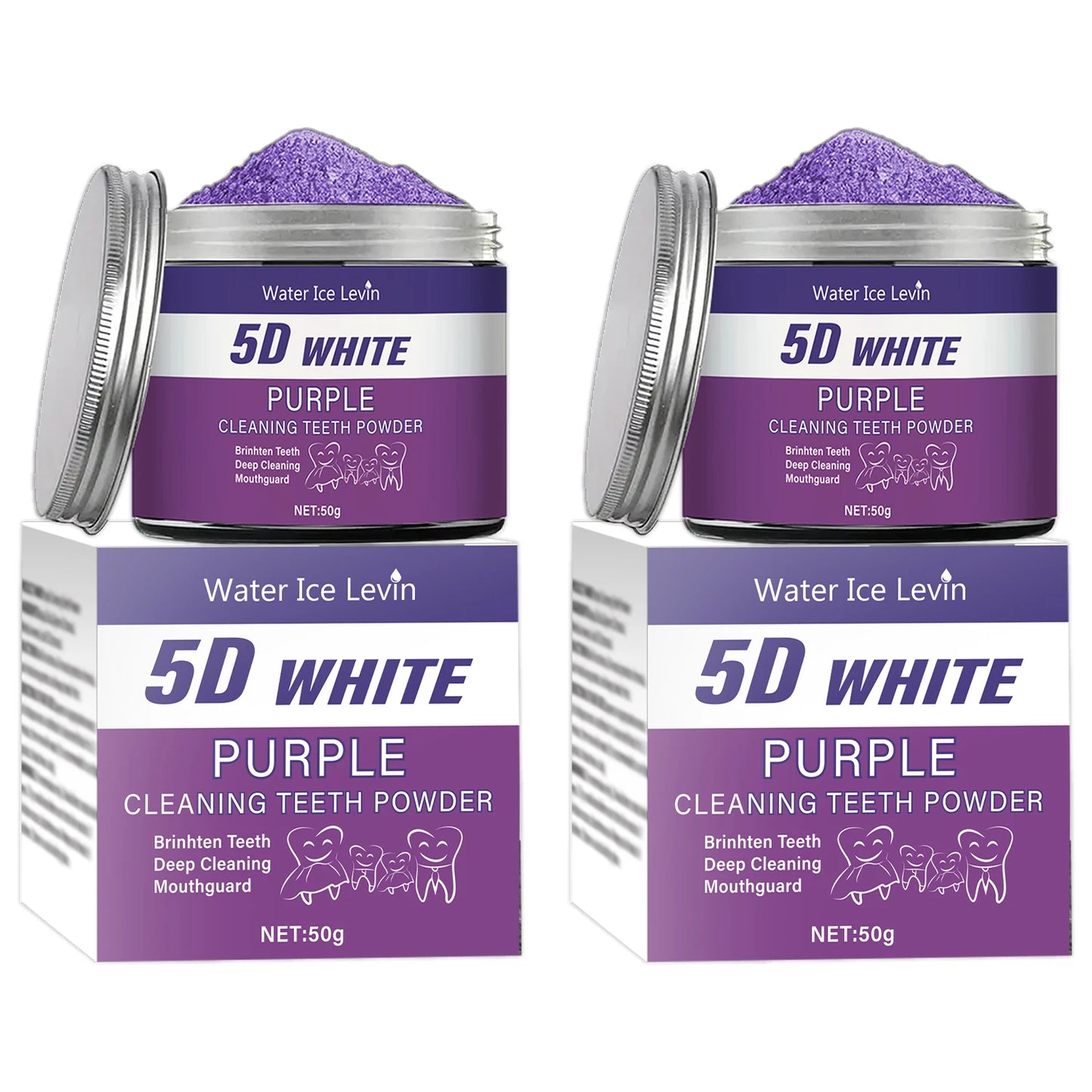 Purple Teeth Whitening Powder, 50g - Deep Cleaning and Teeth Cleaning Powder, Fresh Breath Toothpaste, Natural Pearl Essence