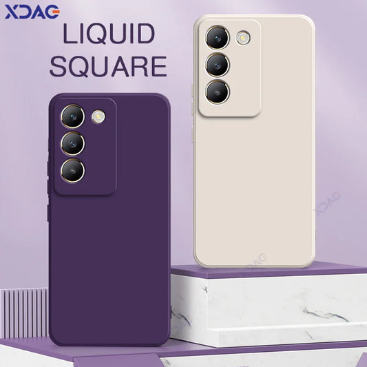 Luxury Dual Layer Cellphones Case Cover for VIVO V30 Lite V40 SE Lens Protection V30Lite V40SE Soft Square Liquid Silicone Armor