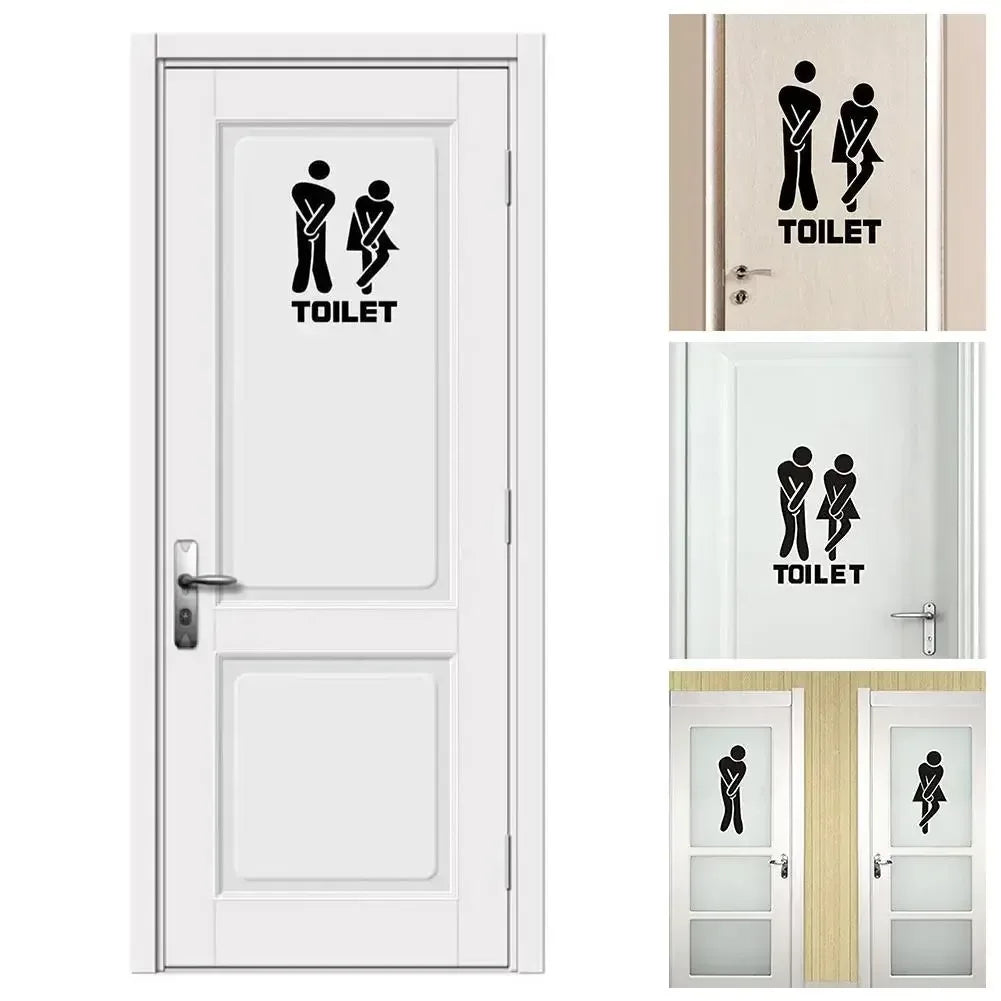 Creative Funny Toilet Wall/Door Stickers Bathroom Decoration Waterproof Decals Vinyl Wallpaper Poster Home Decor The Wall O E0O8 - Urbizia