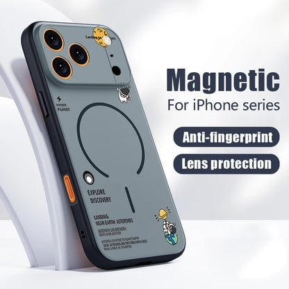 Hanging Astronaut Pattern Case For iPhone 17 Pro Max Magnetic For Magsafe Skin Feeling Cover For iPhone 16 Pro Max 15 14 13