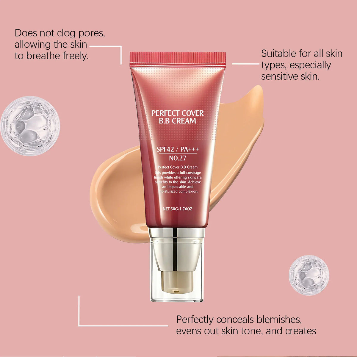 Perfect Cover Bb Cream Brightens Complexion Covering Skin Blemishes Lasting Lightweight Hydrates Moisturize Concealer Corrector