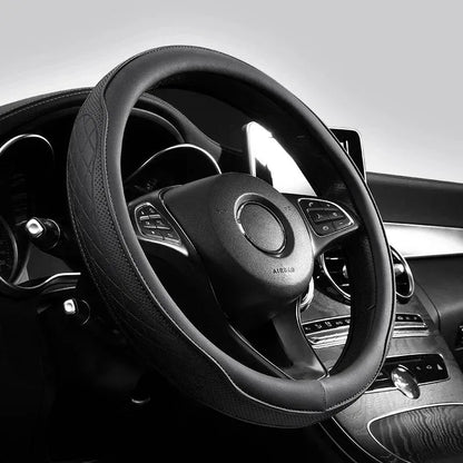 Universal 15 Inch PU Leather Steering Wheel Cover - Urbizia