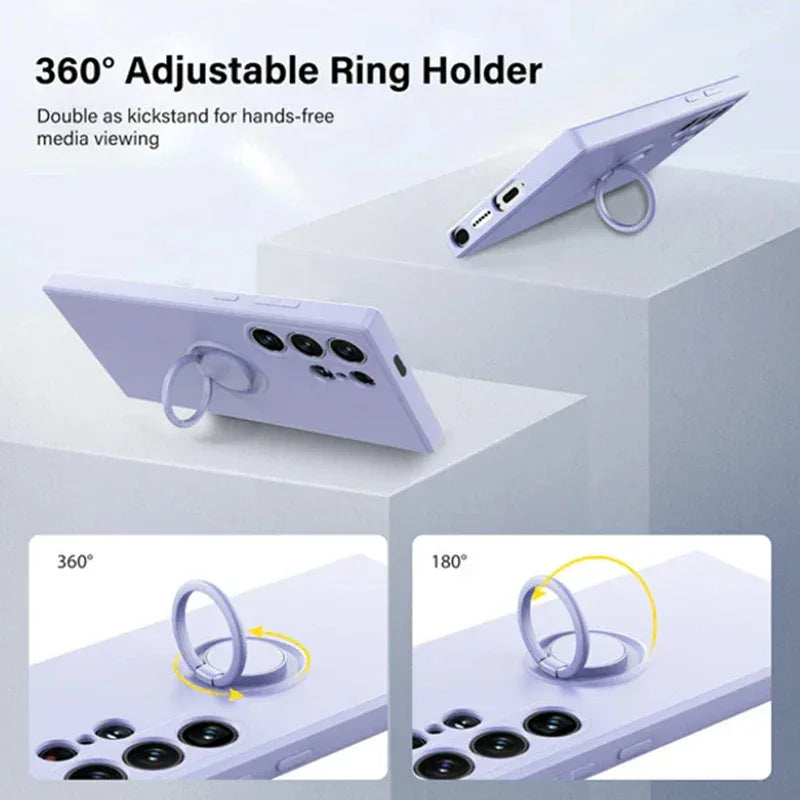 Silicone Ring Holder Kickstand Case for Samsung Galaxy
