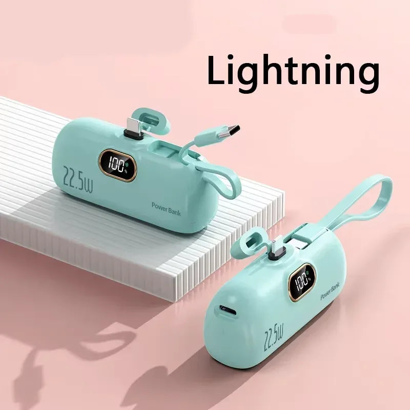 50000mAh Mini Capsule Power Bank 22.5W High Capacity Super Fast Charging External Battery for iPhone Huawei Samsung