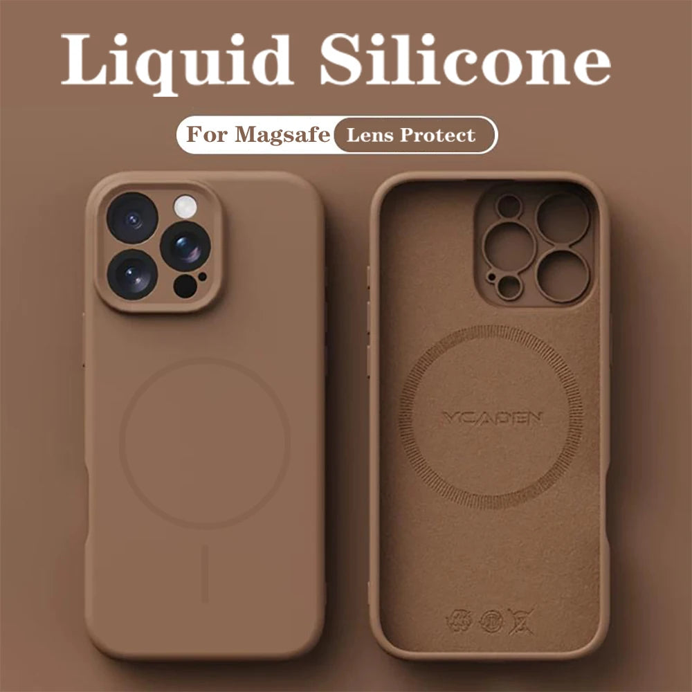 For 18 Magsafe Magnetic Wireless Charging Solid Color Soft Silicone Phone Case For iPhone 18 17 Pro Max 16 15 14 13 Bumper Cover