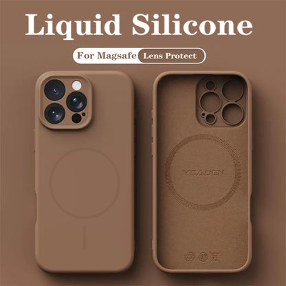 For 18 Magsafe Magnetic Wireless Charging Solid Color Soft Silicone Phone Case For iPhone 18 17 Pro Max 16 15 14 13 Bumper Cover