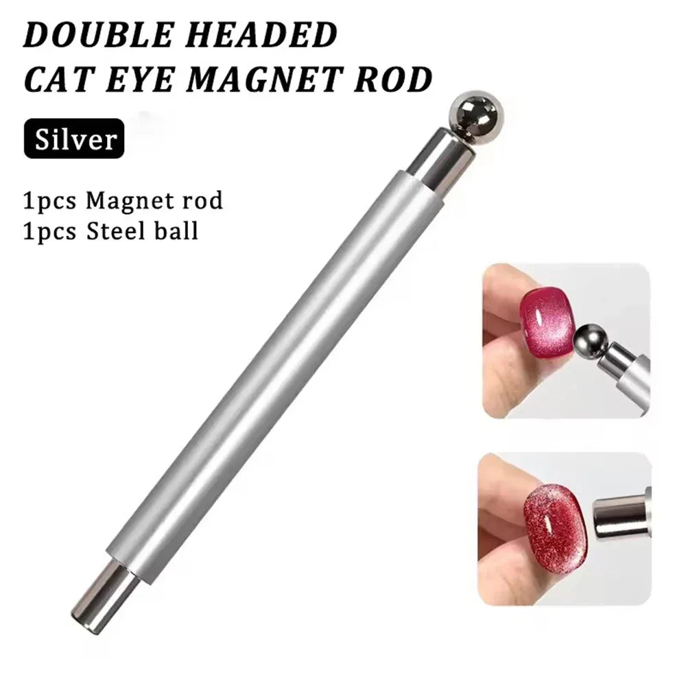 Cat Eye Magnetic Ball With Nail Magnetic Stick Tool Set Double-head Strong Magnet Pen 3D Cat Eye Gel Polish Nail Supplies
