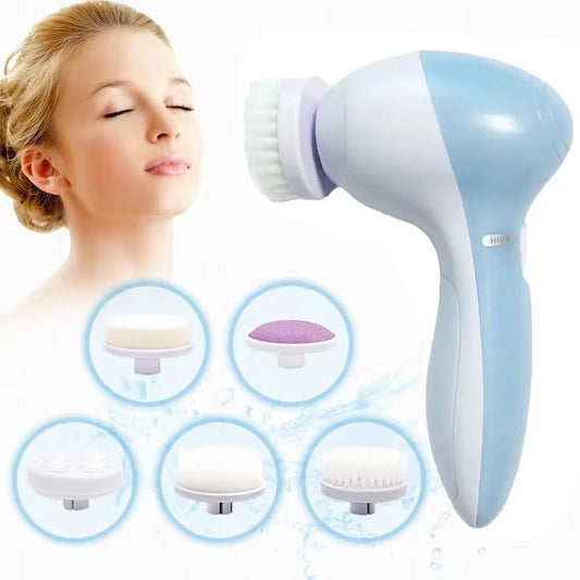 5-in-1 Electric Facial Cleansing Brush – Deep Clean & Blackhead Remover