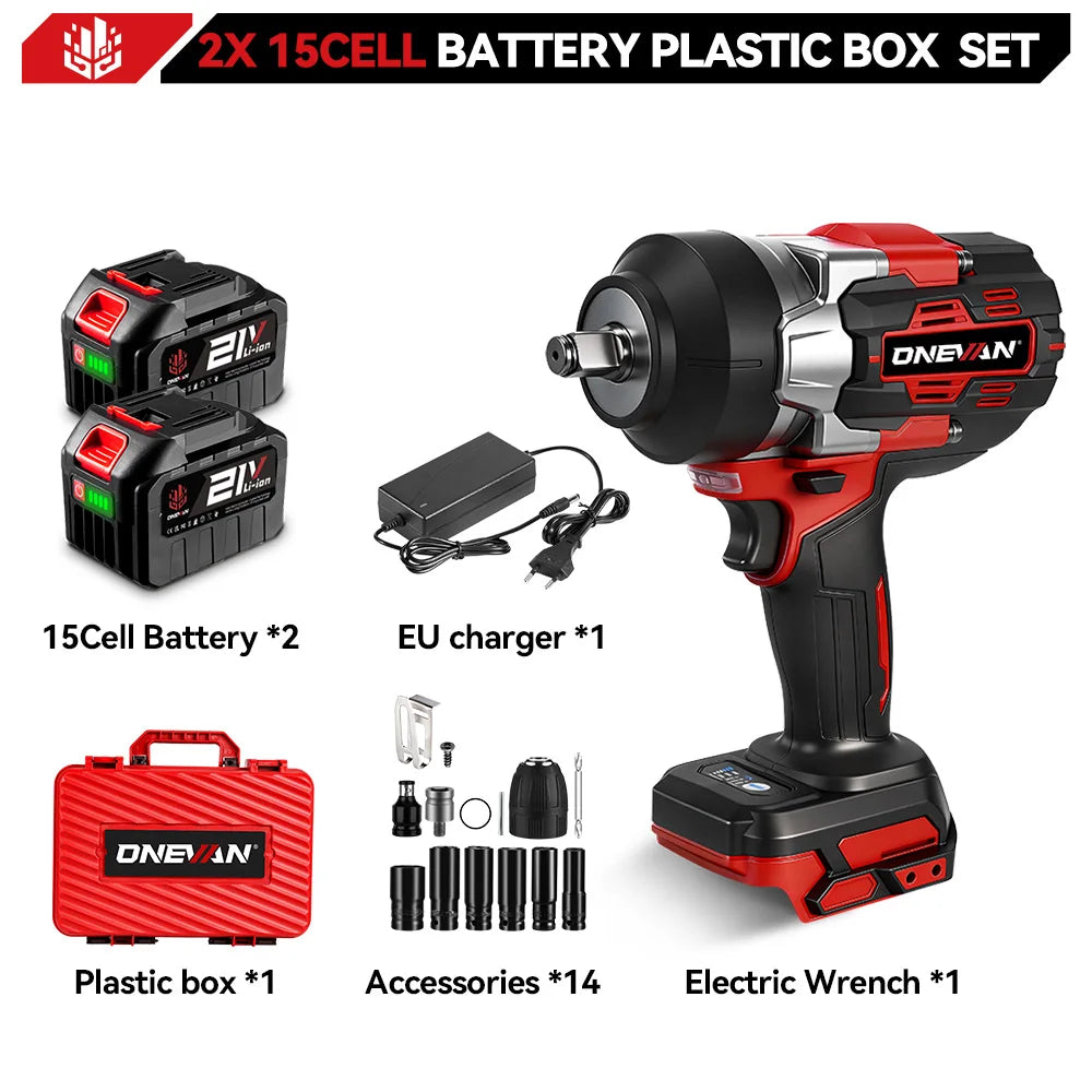 ONEVAN 8000RPM 2800N.M Brushless Electric Impact Wrench Cordless Car Repair Screwdriver Drill Power Tool For Makita Battery Pin