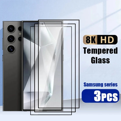 3Pcs HD Tempered Glass for Samsung Galaxy S26 S25 S24 S23 S22 S21 Plus Screen Protector For Samsung Note 20 Ultra 10 9 8 Glass