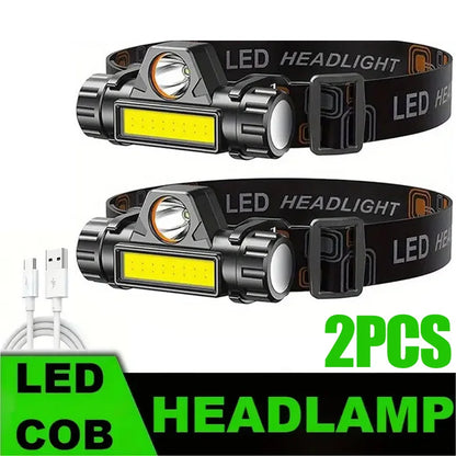XP-G Q5 Headlamp Head Lamp Headlight Waterproof 2500lm Cob Led Built in Usb Rechargeable 14500 Battery Working Light
