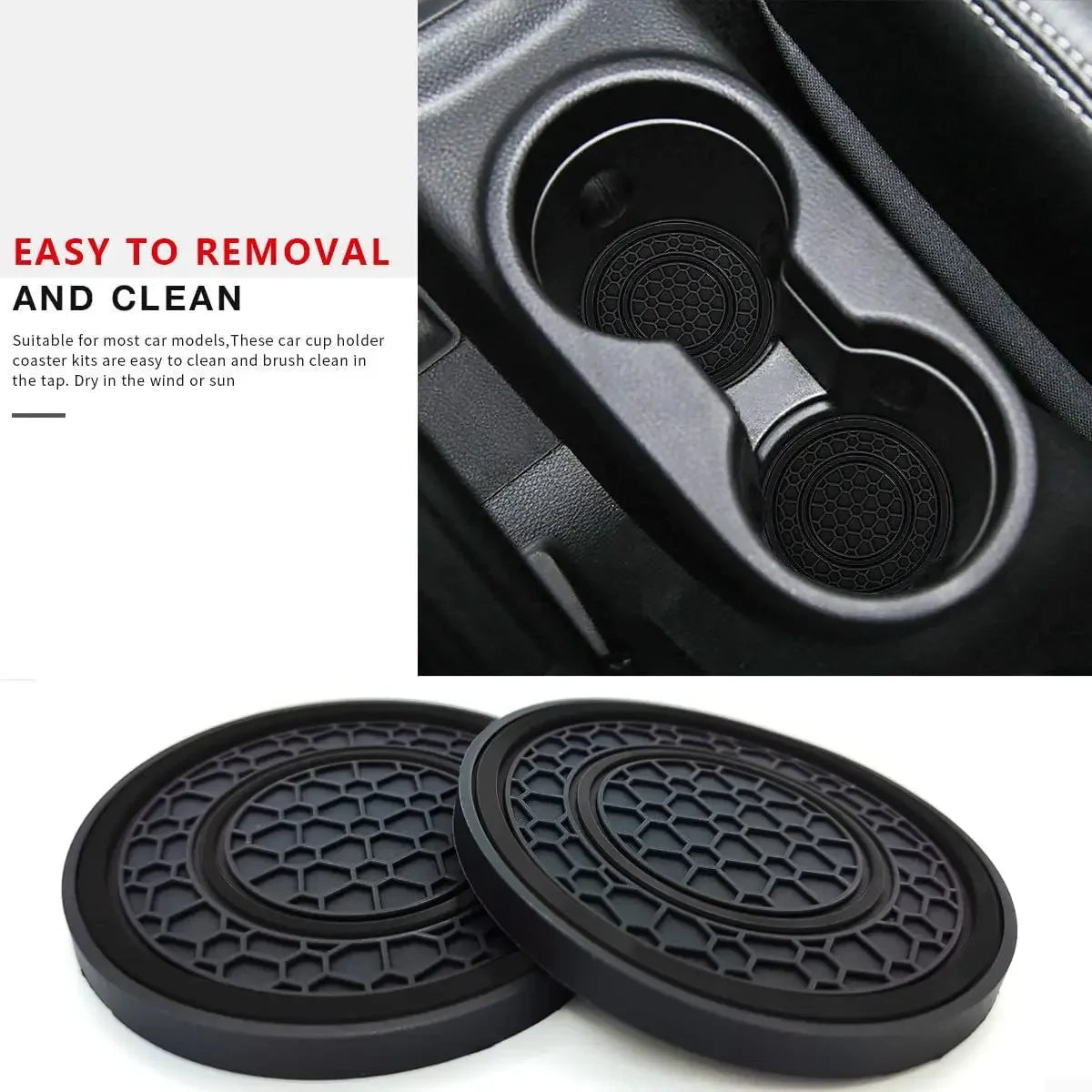 New 2-piece Anti Slip Mat, Car Coaster, Durable Car Cup Holder, Coaster, Universal, Dust-proof Protection for Car Interior