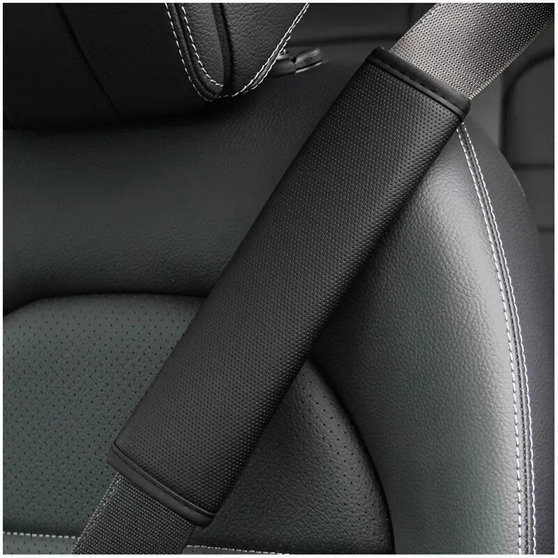 1PCS PU Leather Embossed Car Seat Belt Shoulder Cover Decompression Comfort Car Accessories Safety Belt Protective Cover - Urbizia