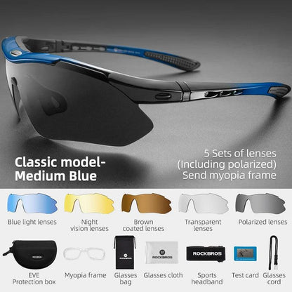 ROCKBROS Polarized Cycling Sunglasses 5 Lens MTB Set