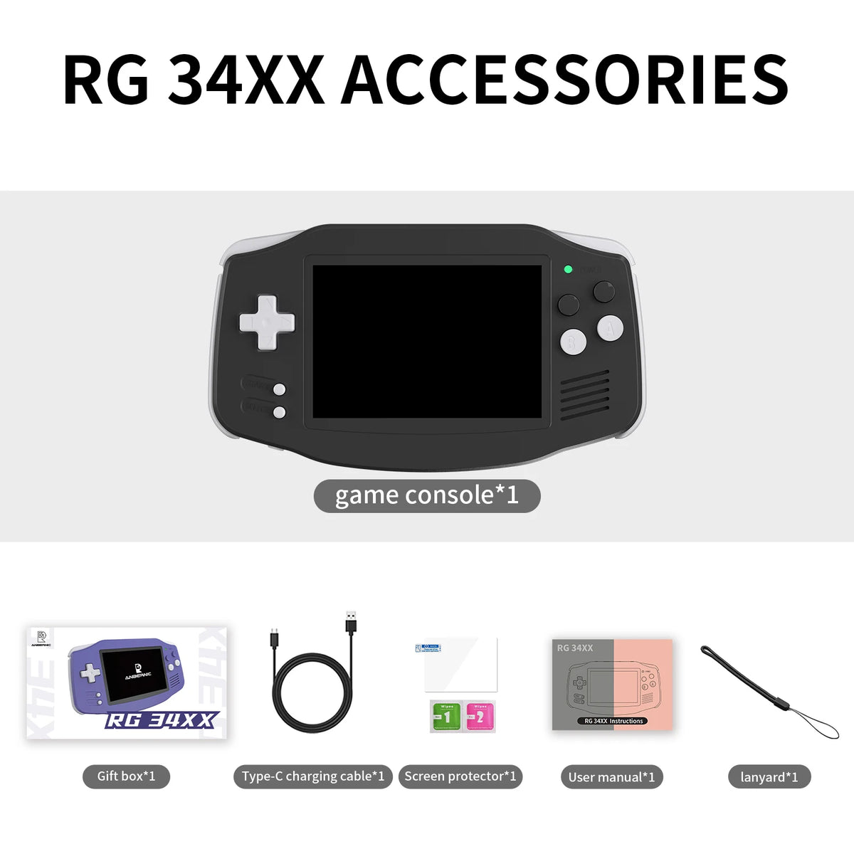 ANBERNIC RG34XX Retro Handheld Game Console 3.4''IPS Screen Linux System HDMI Output Classic Remake Game Player Sentimental Gift