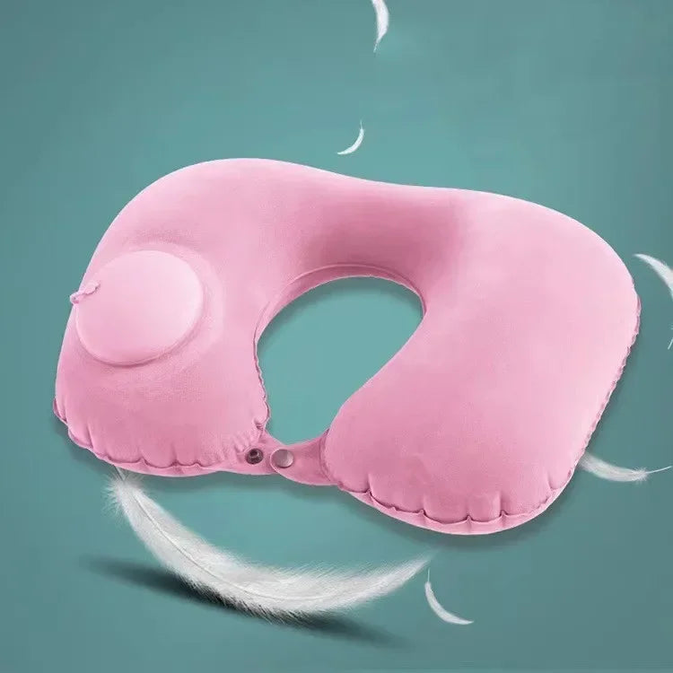 U-Shaped Inflatable Travel Pillow Portable Air Neck Support Cushion Comfortable Sleeping Press to inflate pillow neck pillow
