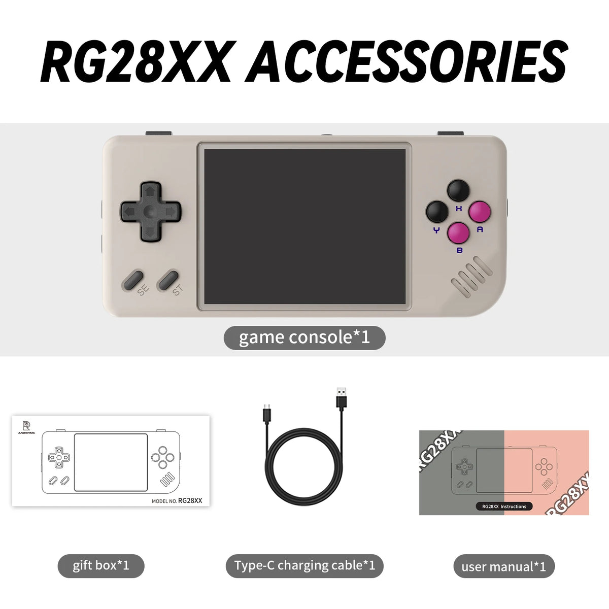 Anbernic RG28XX Mini Handheld Game Console 2.83" 640*480 IPS Screen Linux 64-bit 3100mAh Retro Games Player Supports Music/Video Player E-book HDMI Output TV