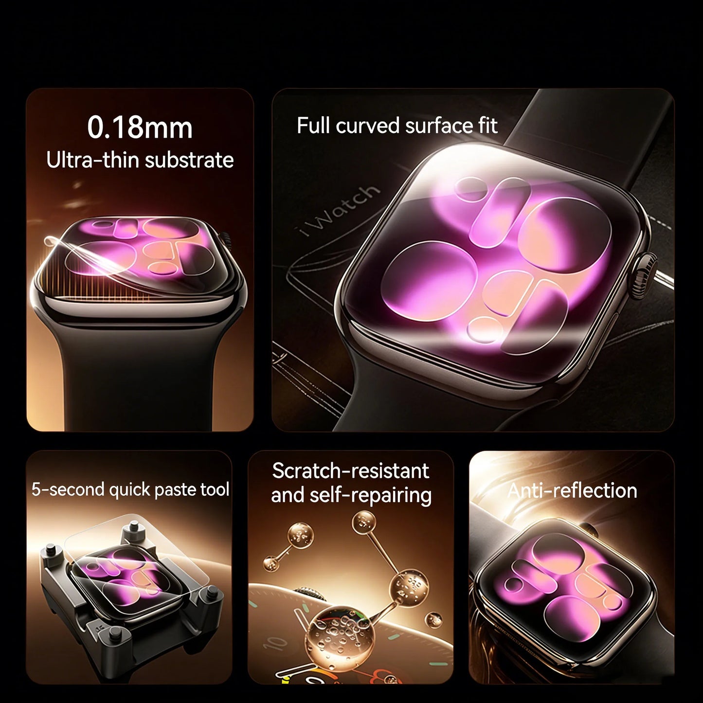 SAMZHE Screen Protector For Apple Watch Series 11/10/9/8/7/6 SE/SE2/SE3 40-46MM Full-coverage Protector Softened Protector Film