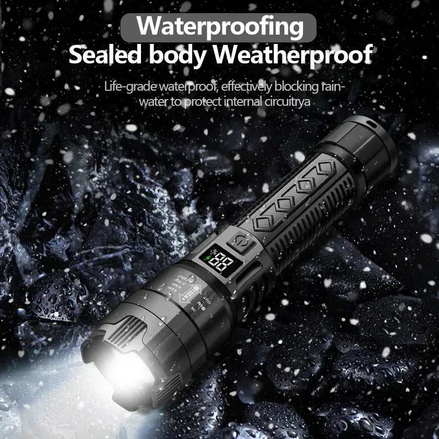 High Power 2000LM LED Flashlight Built-in Battery USB Rechargeable Strong Light Tactical Torch Outdoor Camping Hiking Lantern - Urbizia