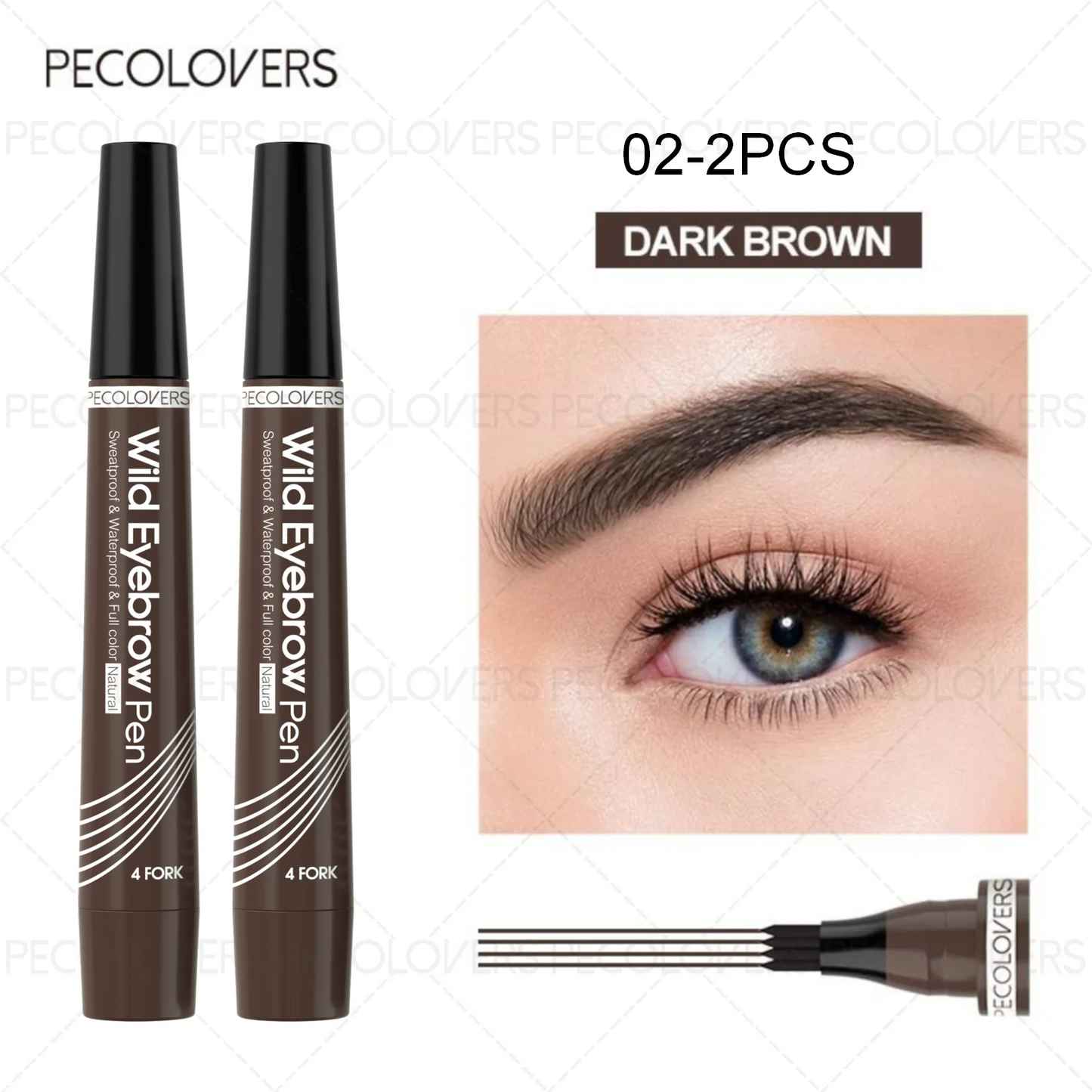 Waterproof 4-Tip Eyebrow Pen – 6 Colors