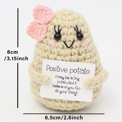 Positive Energy Crochet Doll Pocket Hug Handmade Knitted Plush Potato Plant Avocado Bee Turtle Duck Funny Emotional Support Gift - Urbizia