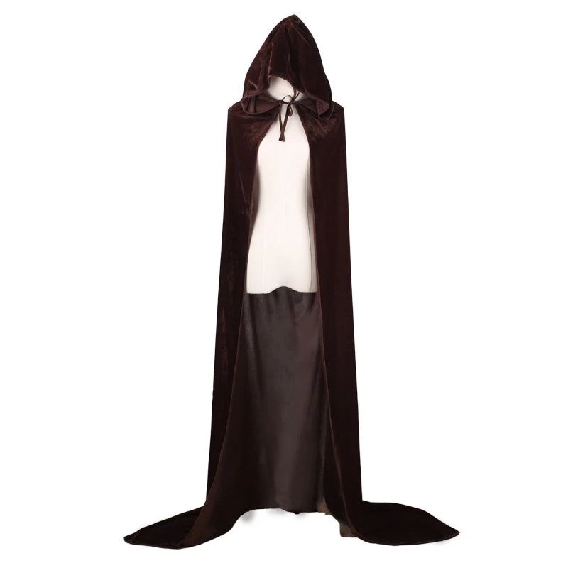Christmas Pleuche Velvet Hooded Cloak Cape – Medieval Witch, Wicca, Vampire Halloween & Cosplay Costume