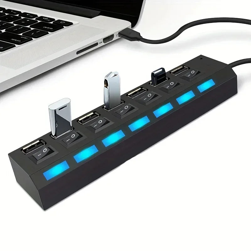 7-Port USB 2.0 Hub with Individual Power Switch & LED