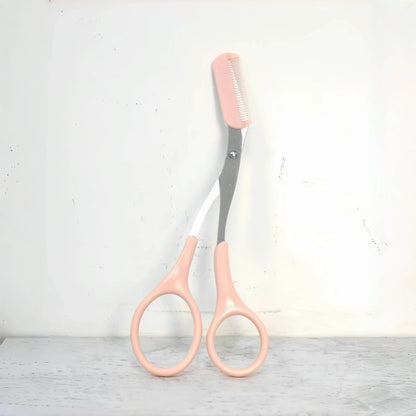 Precision Pink Eyebrow Trimming Scissors with Comb