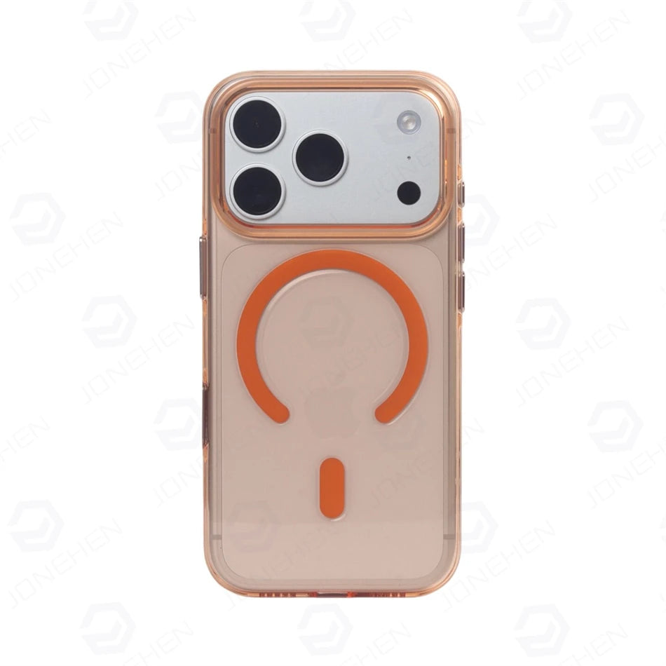 Plum Color Crystal Transparent Magnetic Case For iPhone 16 17 18 Pro Max Shockproof Smooth Clear Camera Button Cover For Magsafe