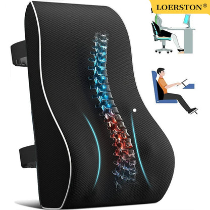 Car Seat Office Chair Back Lumbar Support Car Waist Rest Rebound Memory Foam Cushion Pad Back Lumbar Cushion for Car Driver