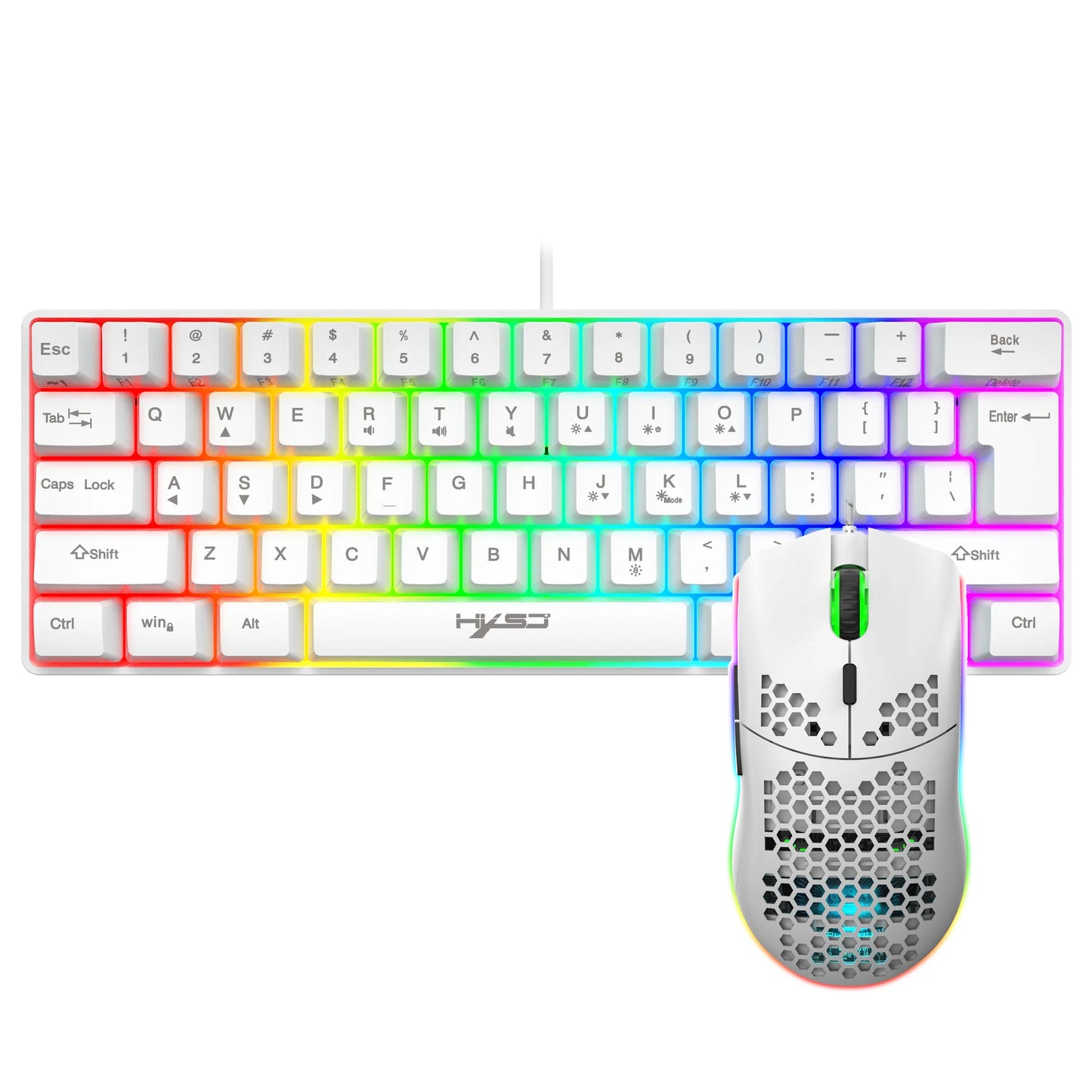 Hot selling HXSJ 61 keys V700 RGB luminous mechanical feel keyboard and mouse combos gaming set for computer game