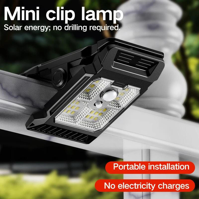 1-4PCs Solar Clamp on Sensor Motion Lights Outdoor Waterproof Work Light 3 Lighting Mode Camping Lamp Fence Wall Garage Led Lamp