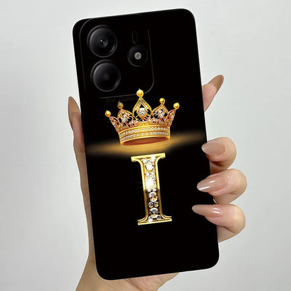 Case For Xiaomi Redmi Note 14 5G Phone Cover Note14 Global Funda Luxury Crown Letters Soft Silicone Back Cover For Redmi Note 14