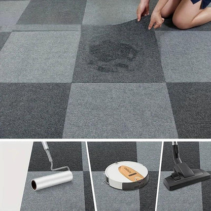 30x30cm DIY Modern Carpet Self-adhesive Anti Slip Block Fully Spread Floor Mat Bedroom Study Office Can Be Cut - Urbizia