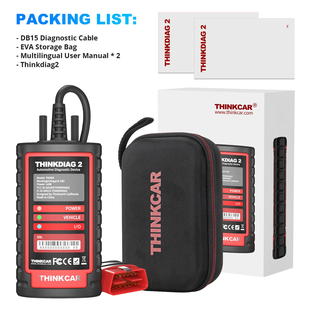 ThinkDiag 2 ALL software 1 Year Free Update Auto Diagnostic tool support CAN FD ECU Coding Active Test 16 reset OBD2 Scanner