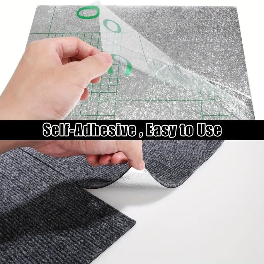 30x30cm DIY Modern Carpet Self-adhesive Anti Slip Block Fully Spread Floor Mat Bedroom Study Office Can Be Cut - Urbizia