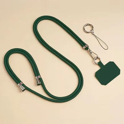 Universal Adjustment Phone Lanyard Solid Color Polyester Necklace Strap Long Hanging Rope With Clip Anti-Lost Crossbody Lanyard