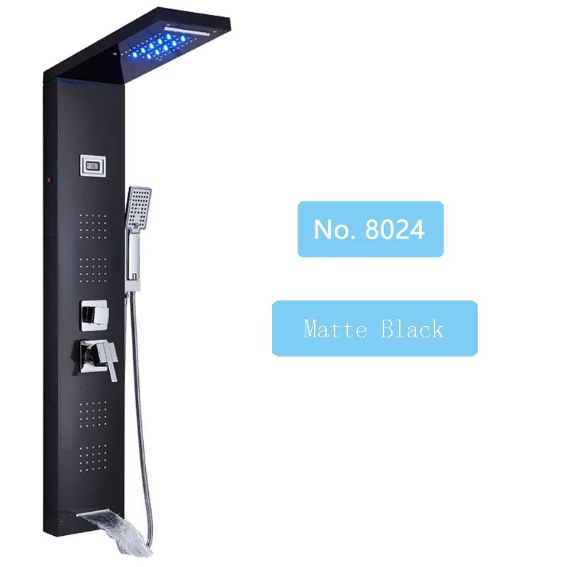 Luxury LED Shower Panel SPA Massage Jet Shower Faucet Bathroom Waterfall Rain Shower Column System Faucet Bathoom