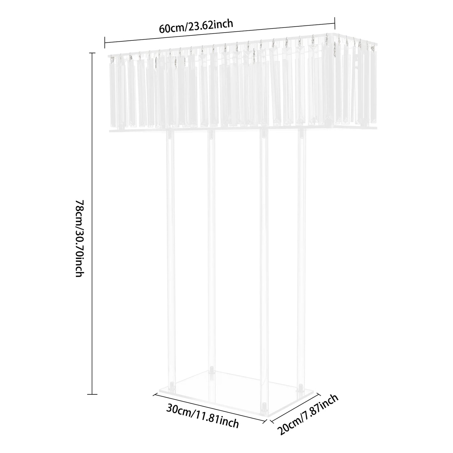 Crystal Flower Stand Clear Wedding Flowers Display Racks Crystal Floral Centerpiece for Wedding Decorations, Parties 60*20*78cm