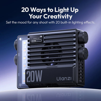 Ulanzi LE20 20W RGB Pocket Light Portable Video Light Fill Light for Camera Smartphone Photography Video Live with cooling Fan