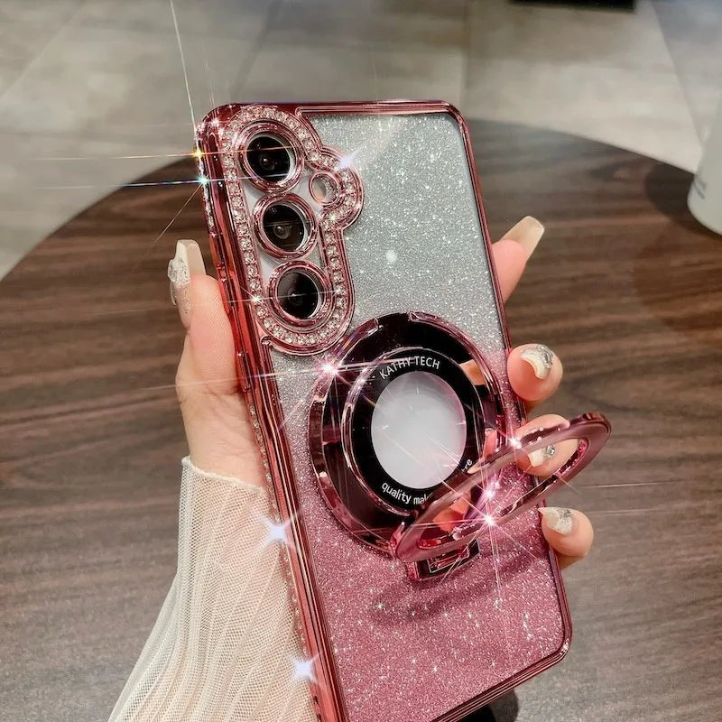Luxury Glitter Ring Bracket Anti-Drop Phone Case For Samsung Galaxy A57/37/17/07 A56/36/26/16/06 A55/35/25/15/05s Protector Case